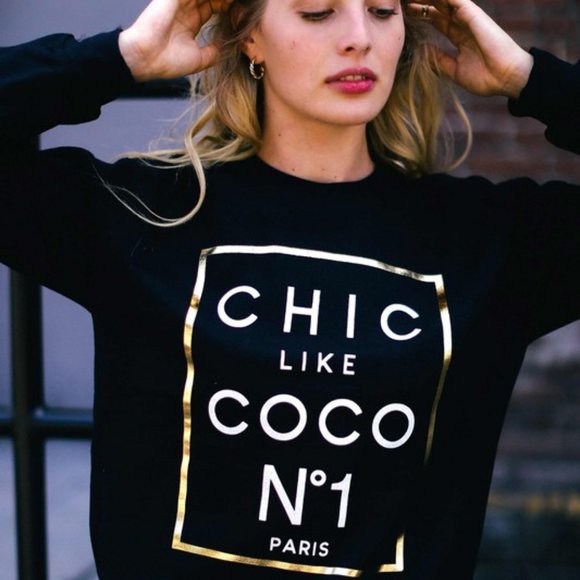 Fashion Capsule Sweaters - Small Black Chic like Coco Graphic Sweatshirt-copy